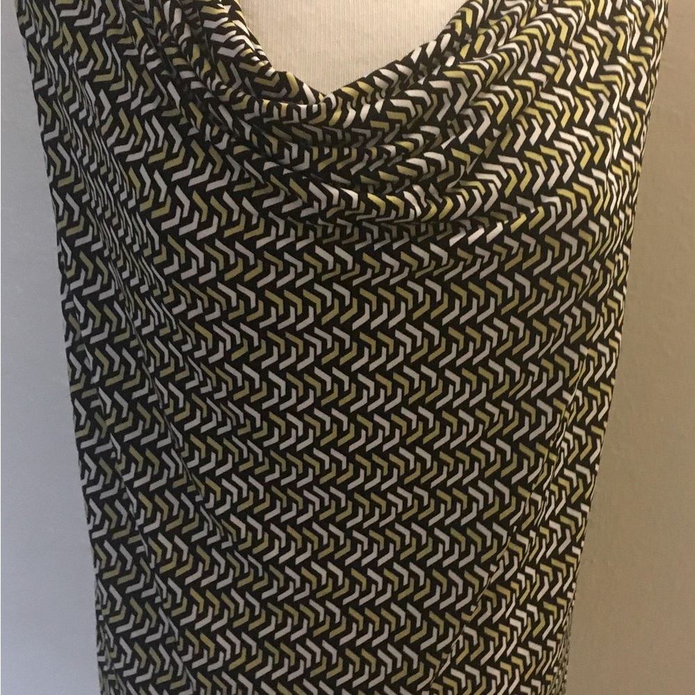 Tahari  Black/White/Lime Cowl Neck Sleeveless Top/Shell - 2X NWT